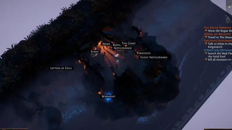 Path of Exile town labels used for status reference art